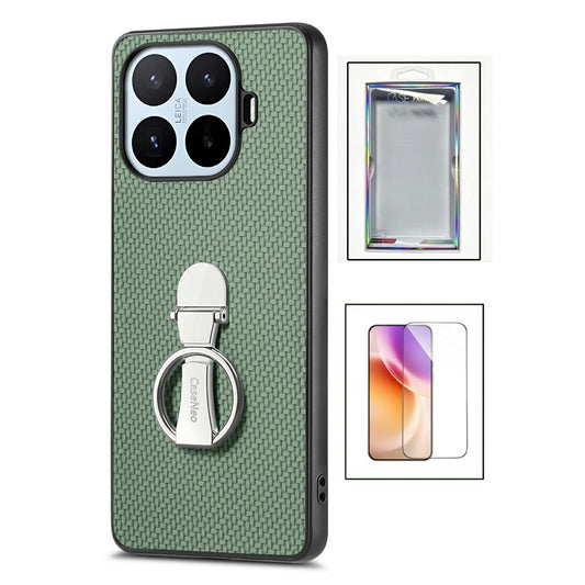 Xiaomi 17T – Handyhülle aus Carbonfaser, gehärtetem Glas & TPU, mit Ständer & Displayschutz, stoßfest