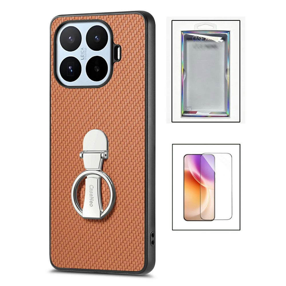 Xiaomi 17T – Handyhülle aus Carbonfaser, gehärtetem Glas und TPU, mit Ständer, mit Displayschutz, stoßfest