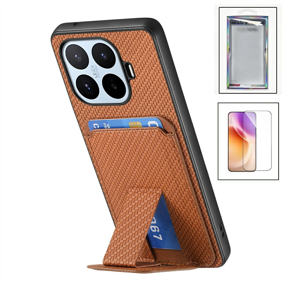 Xiaomi 17T – Handyhülle aus PU-Leder, gehärtetem Glas und TPU, mit Ständer, mit Kartenfach, mit Displayschutz