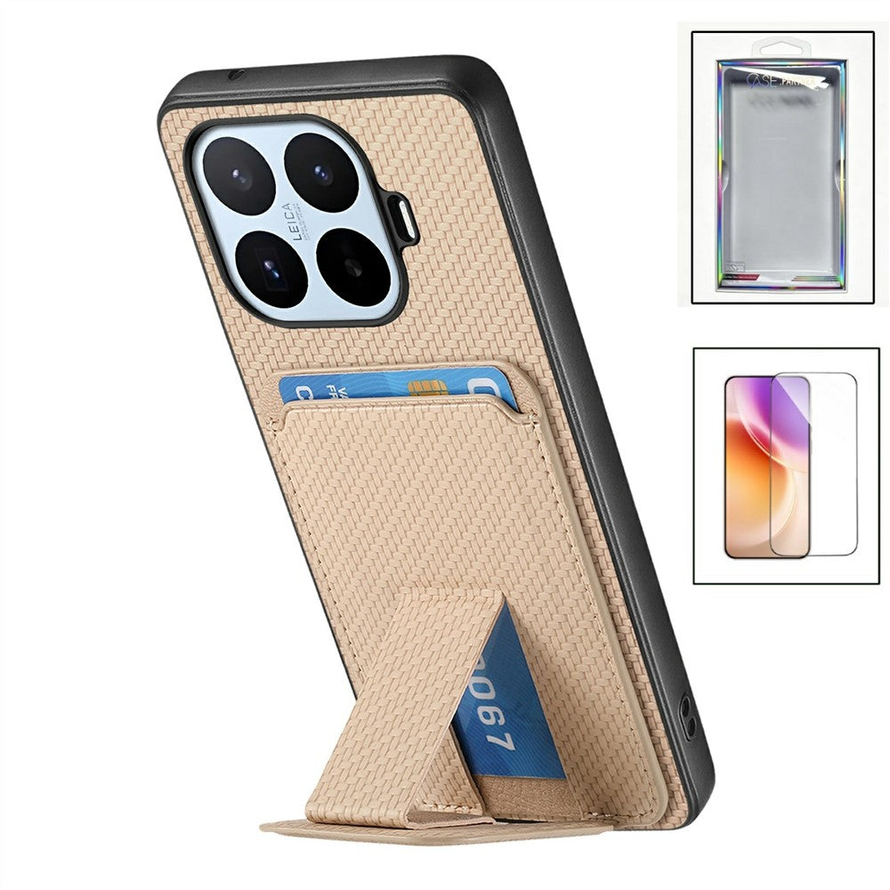 Xiaomi 17T – Handyhülle aus PU-Leder, gehärtetem Glas und TPU, mit Ständer, mit Kartenfach, mit Displayschutz