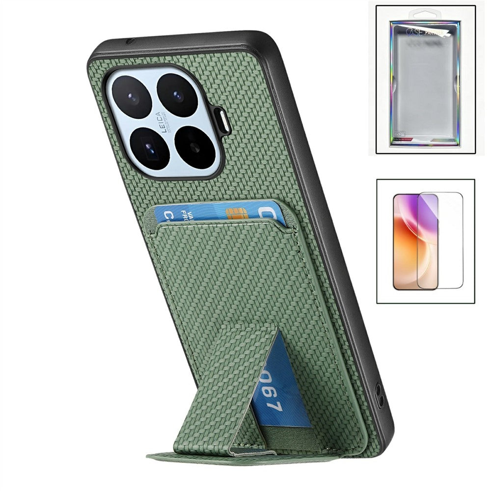 Xiaomi 17T – Handyhülle aus PU-Leder, gehärtetem Glas und TPU, mit Ständer, mit Kartenfach, mit Displayschutz