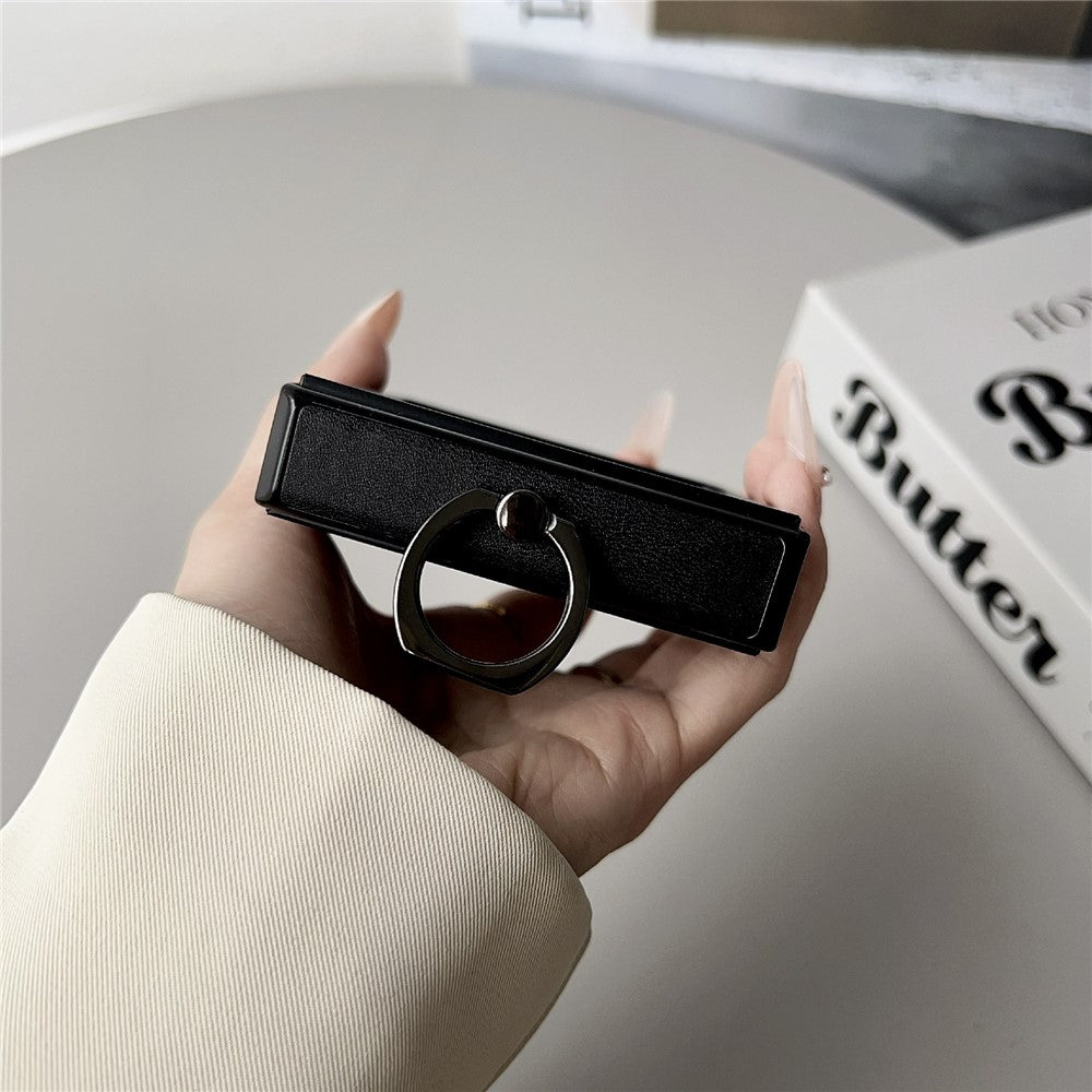 For Samsung Galaxy Z Flip7 5G Case Plaid Grid Pattern Leather + PC Foldable Phone Cover with Ring Kickstand