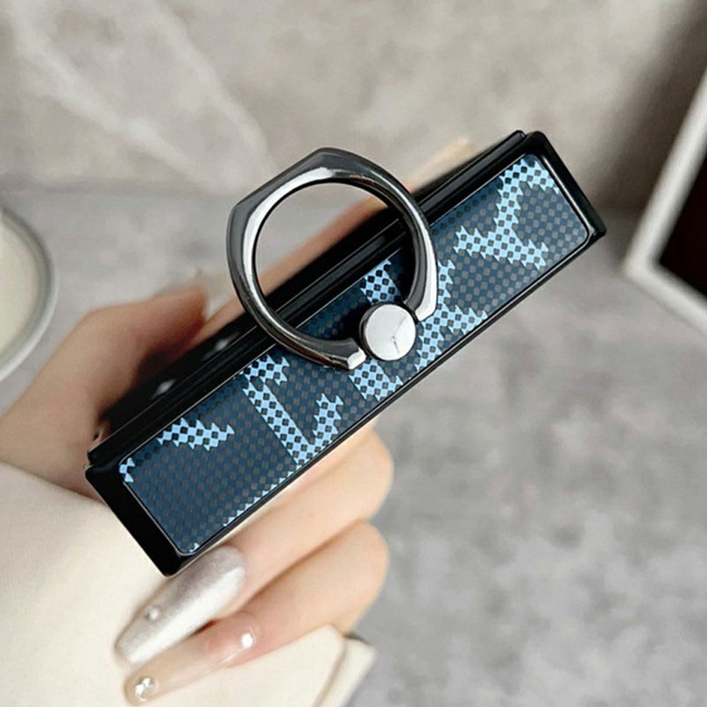 For Samsung Galaxy Z Flip8 Magnetic Case Pixelated Letter Pattern Leather + PC Folding Phone Cover with Ring Kickstand