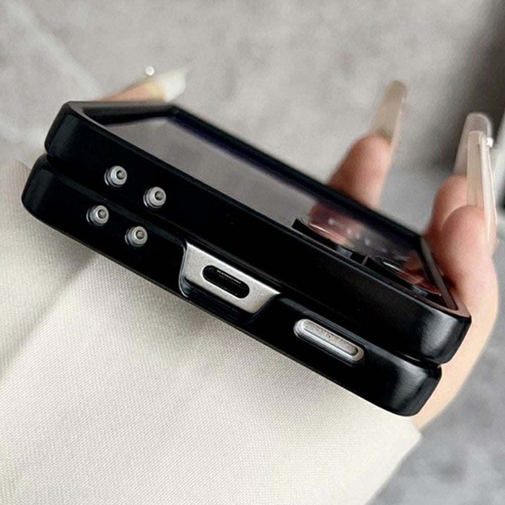 For Samsung Galaxy Z Flip8 Magnetic Case Pixelated Letter Pattern Leather + PC Folding Phone Cover with Ring Kickstand