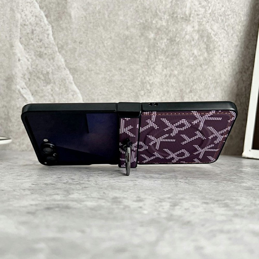 For Samsung Galaxy Z Flip8 Magnetic Case Pixelated Letter Pattern Leather + PC Folding Phone Cover with Ring Kickstand