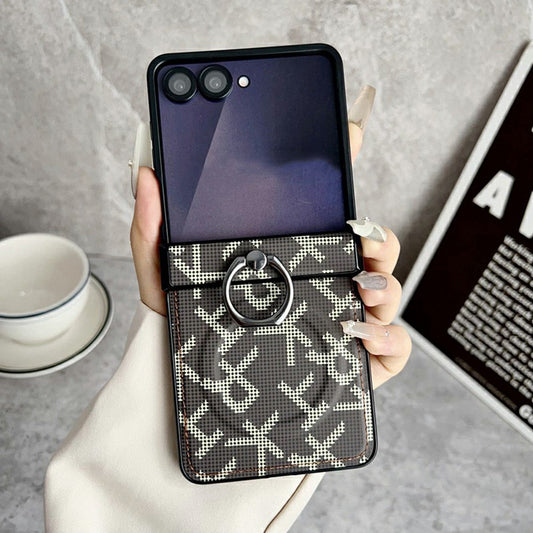 Galaxy Z Flip7 5G – Magnetische Handyhülle aus PC und PU-Leder, mit Ständer