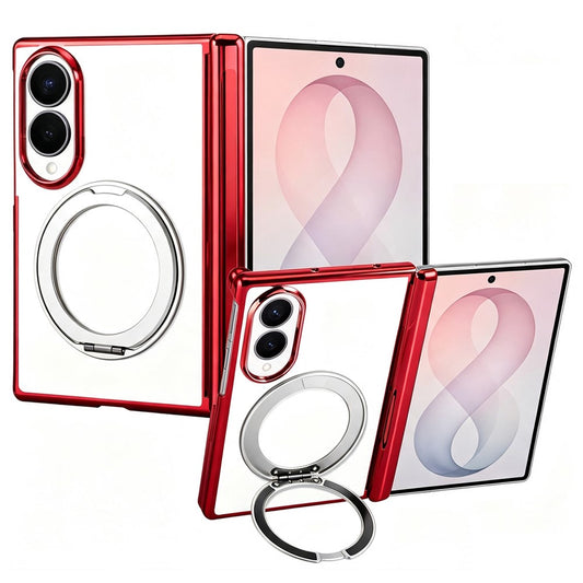 Galaxy Z Fold8 – Magnetische transparente Handyhülle aus Metall und Kunststoff, mit Ständer