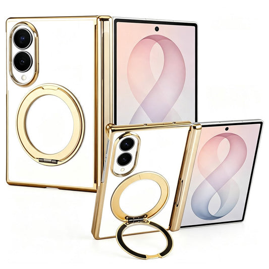 Galaxy Z Fold8 – Magnetische transparente Handyhülle aus Metall und Kunststoff, mit Ständer