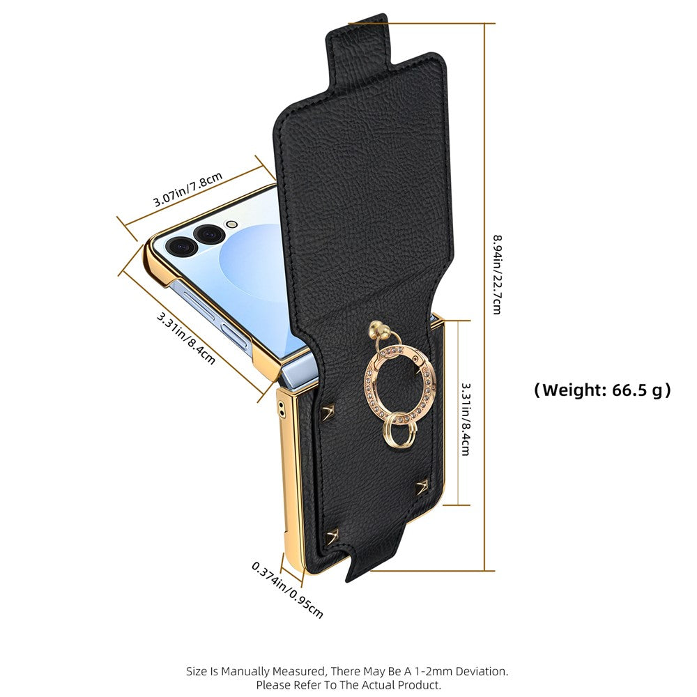 For Samsung Galaxy Z Flip8 Case PU + PC Protective Phone Cover with Finger Holder