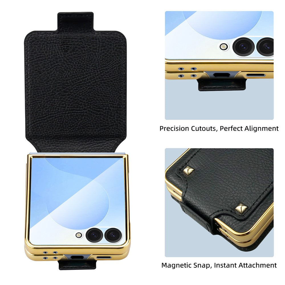 For Samsung Galaxy Z Flip8 Case PU + PC Protective Phone Cover with Finger Holder
