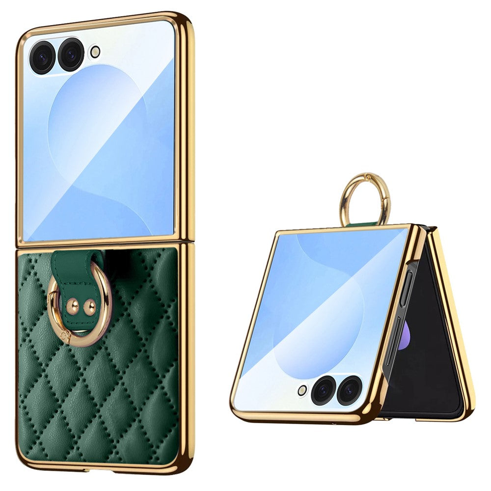 For Samsung Galaxy Z Flip8 Case Rhombus Grid Phone Cover with Tempered Glass Film