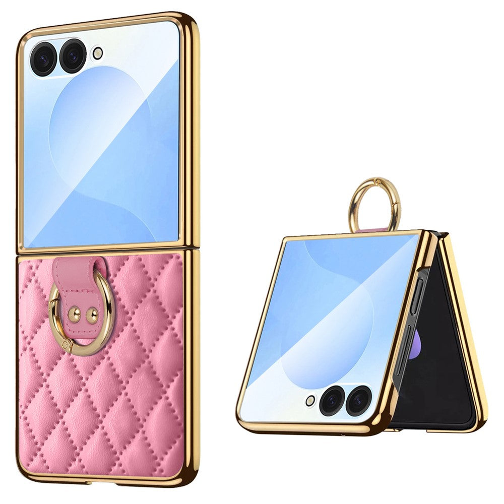 For Samsung Galaxy Z Flip8 Case Rhombus Grid Phone Cover with Tempered Glass Film