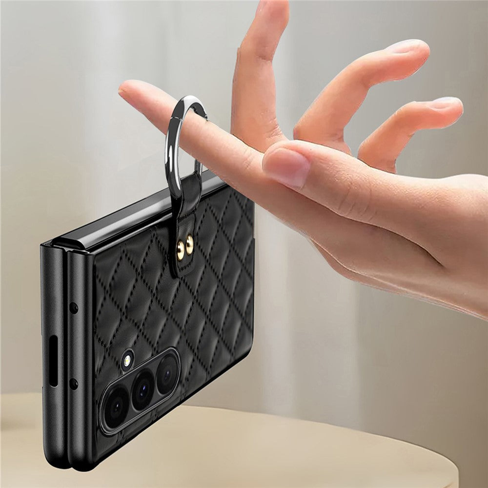For Samsung Galaxy Z Fold8 Ultra Case Rhombus Grid Phone Cover with Tempered Glass Film