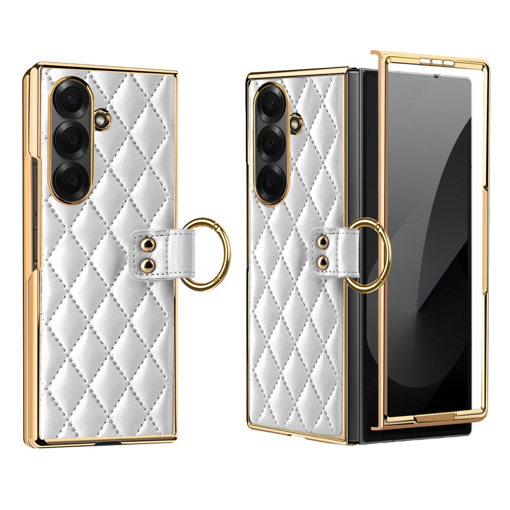 For Samsung Galaxy Z Fold8 Ultra Case Rhombus Grid Phone Cover with Tempered Glass Film