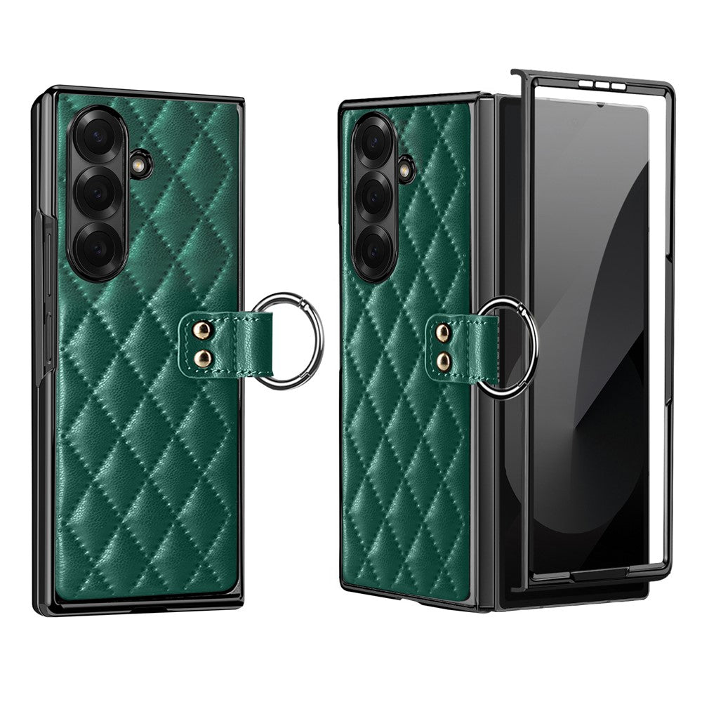 For Samsung Galaxy Z Fold8 Ultra Case Rhombus Grid Phone Cover with Tempered Glass Film