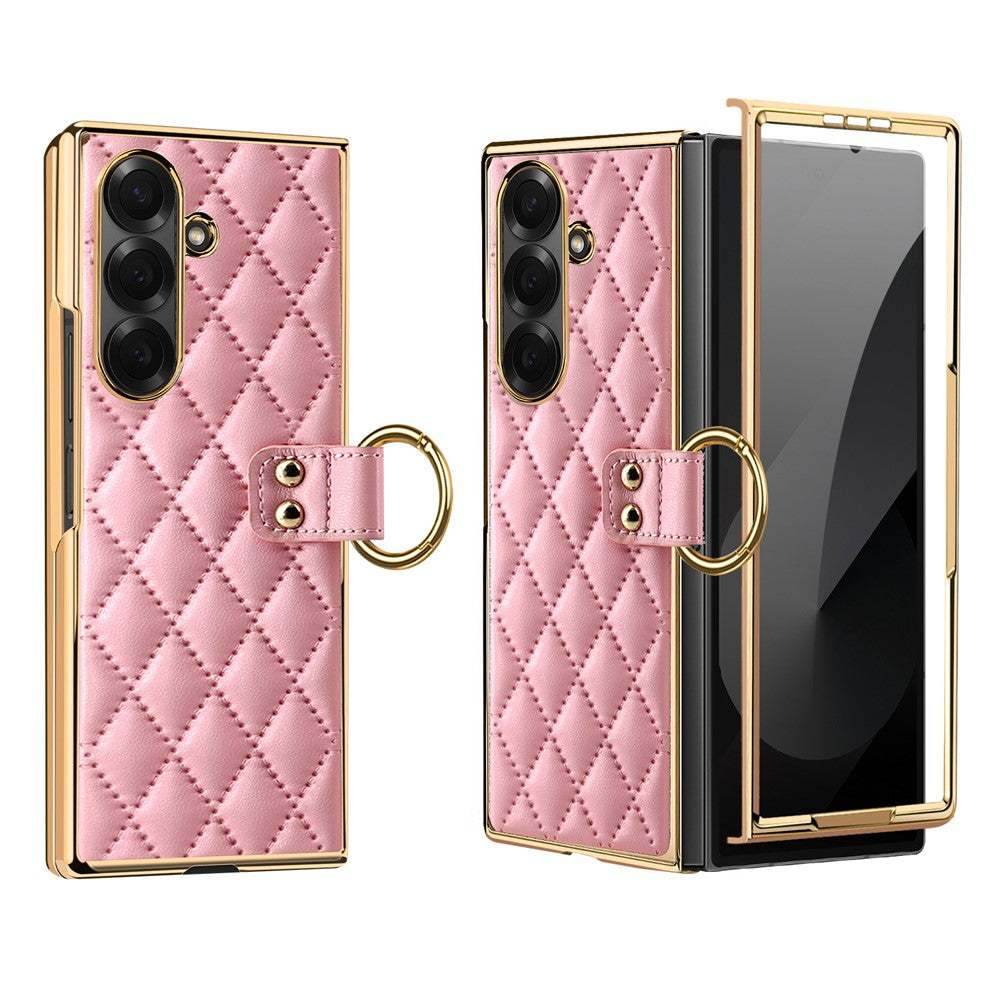 For Samsung Galaxy Z Fold8 Ultra Case Rhombus Grid Phone Cover with Tempered Glass Film