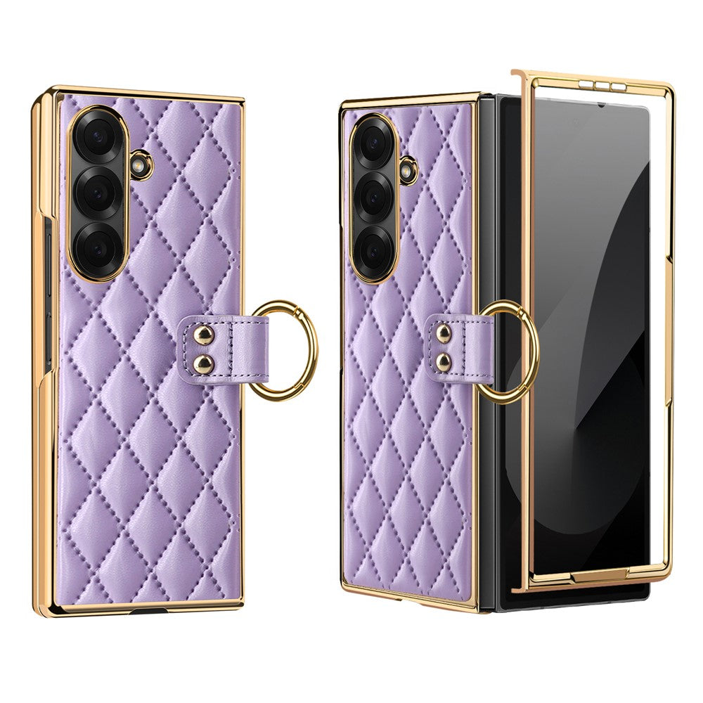 For Samsung Galaxy Z Fold8 Ultra Case Rhombus Grid Phone Cover with Tempered Glass Film