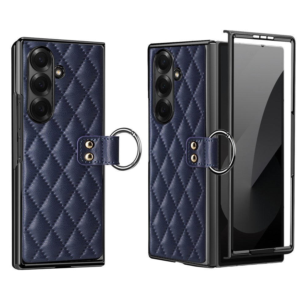 For Samsung Galaxy Z Fold8 Ultra Case Rhombus Grid Phone Cover with Tempered Glass Film