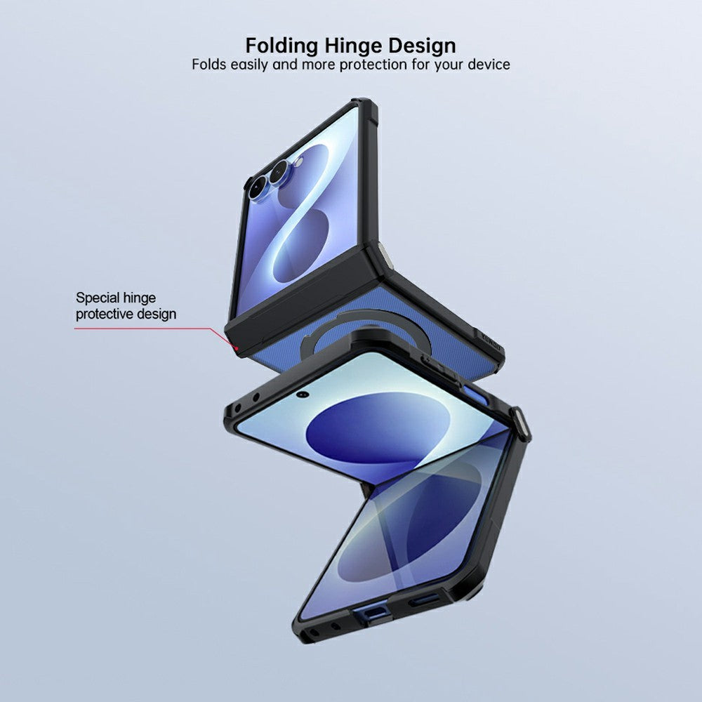XUNDD for Samsung Galaxy Z Flip8 Case Magnetic Rotating Kickstand PC + TPU Folding Hinge Shockproof Phone Cover