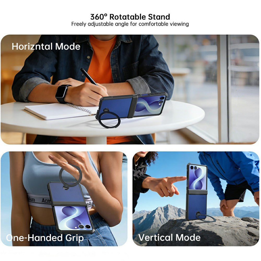 XUNDD for Samsung Galaxy Z Flip8 Case Magnetic Rotating Kickstand PC + TPU Folding Hinge Shockproof Phone Cover