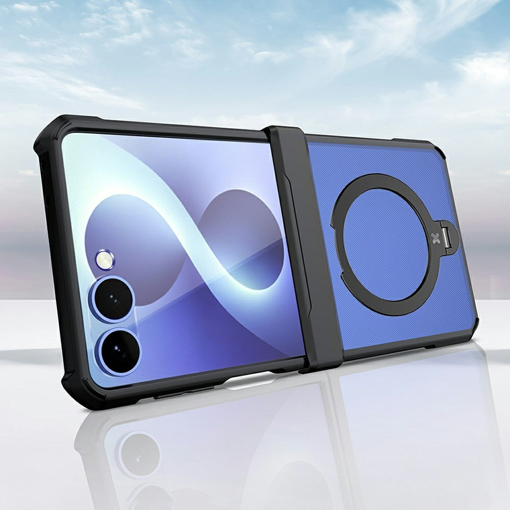 XUNDD for Samsung Galaxy Z Flip8 Case Magnetic Rotating Kickstand PC + TPU Folding Hinge Shockproof Phone Cover