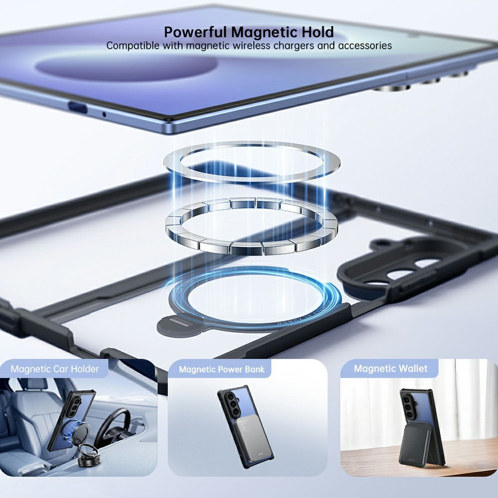 XUNDD for Samsung Galaxy Z Fold8 Case Magnetic Rotating Kickstand PC + TPU Folding Hinge Shockproof Phone Cover