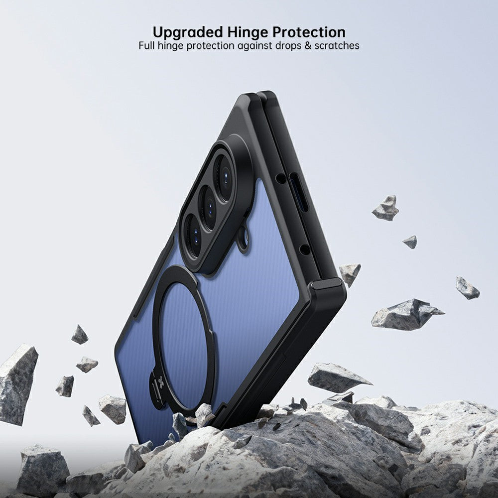 XUNDD for Samsung Galaxy Z Fold8 Case Magnetic Rotating Kickstand PC + TPU Folding Hinge Shockproof Phone Cover