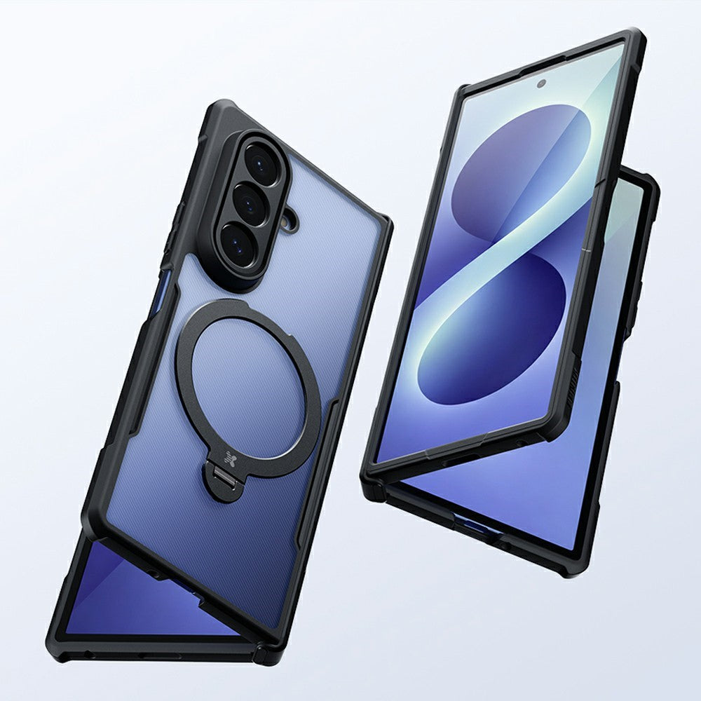 XUNDD for Samsung Galaxy Z Fold8 Case Magnetic Rotating Kickstand PC + TPU Folding Hinge Shockproof Phone Cover