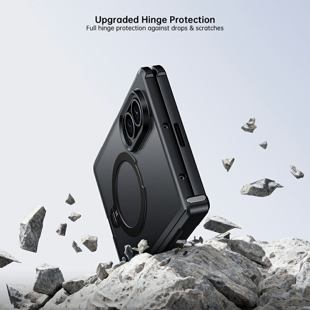 XUNDD for Samsung Galaxy Z Fold8 Ultra Case Magnetic Rotating Kickstand PC + TPU Folding Hinge Shockproof Phone Cover