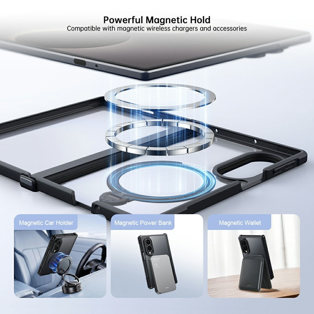 XUNDD for Samsung Galaxy Z Fold8 Ultra Case Magnetic Rotating Kickstand PC + TPU Folding Hinge Shockproof Phone Cover