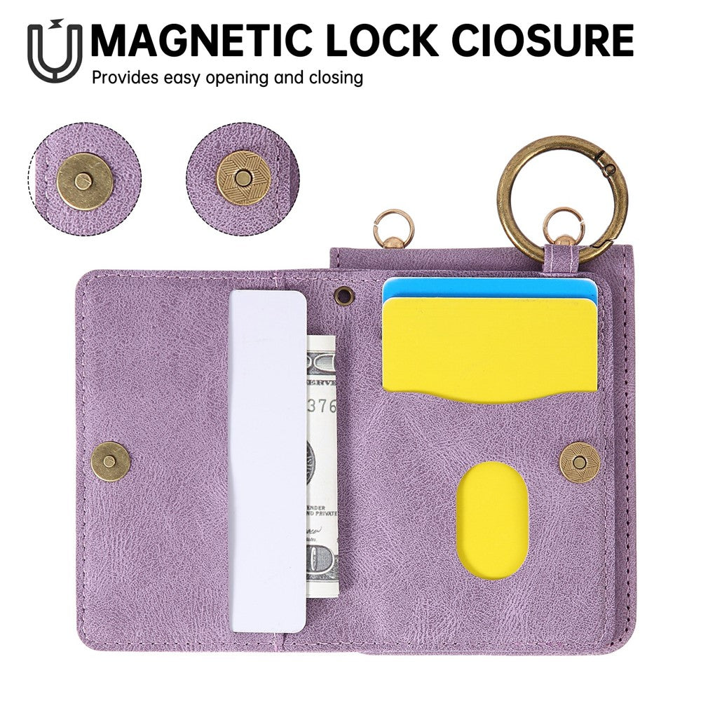 For Samsung Galaxy Z Flip8 Case Card Holder Ring Kickstand Leather + PC Phone Cover