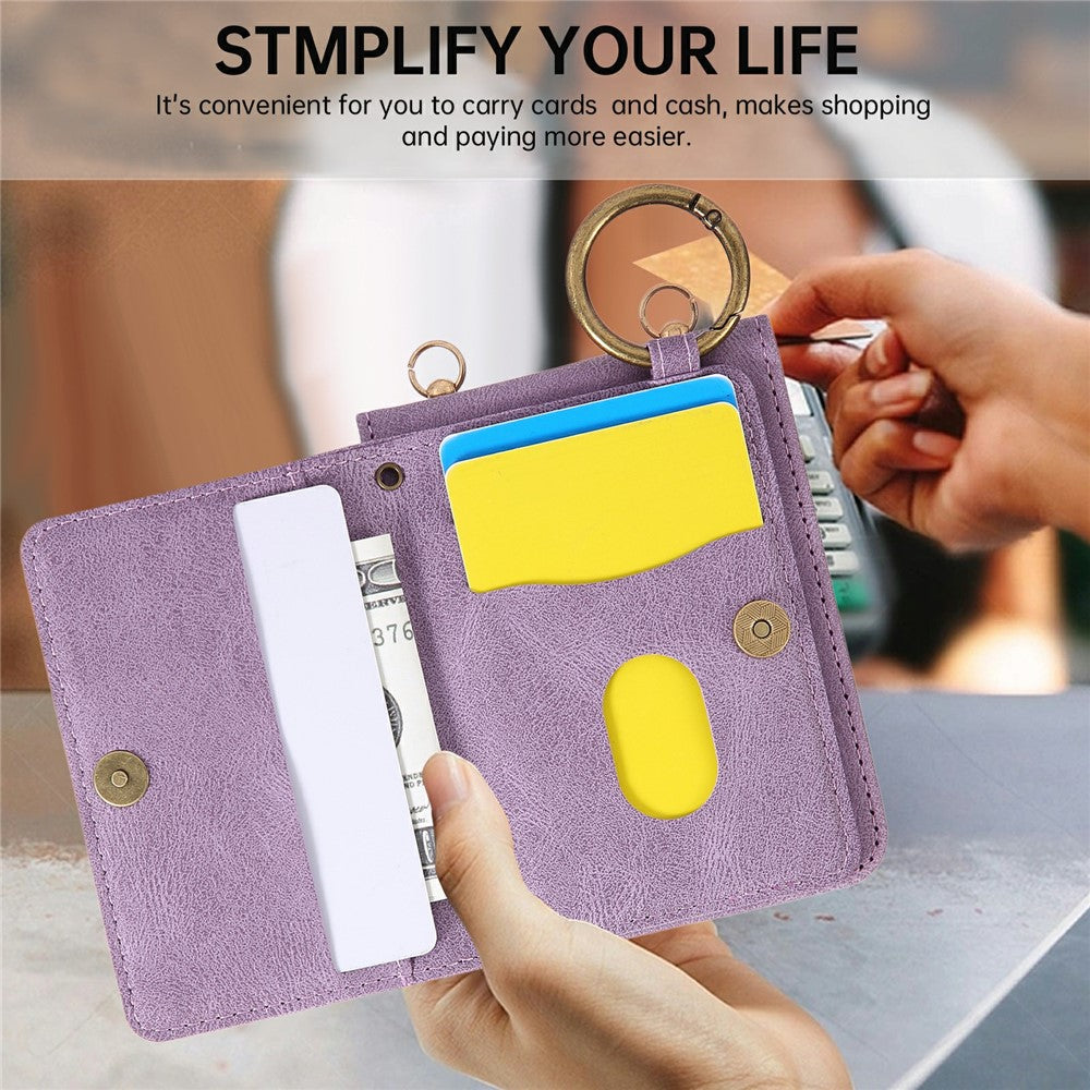 For Samsung Galaxy Z Flip8 Case Card Holder Ring Kickstand Leather + PC Phone Cover