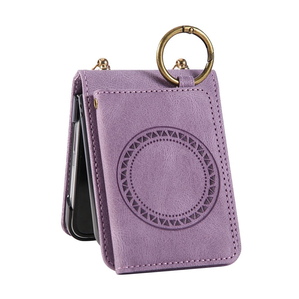 For Samsung Galaxy Z Flip8 Case Card Holder Ring Kickstand Leather + PC Phone Cover