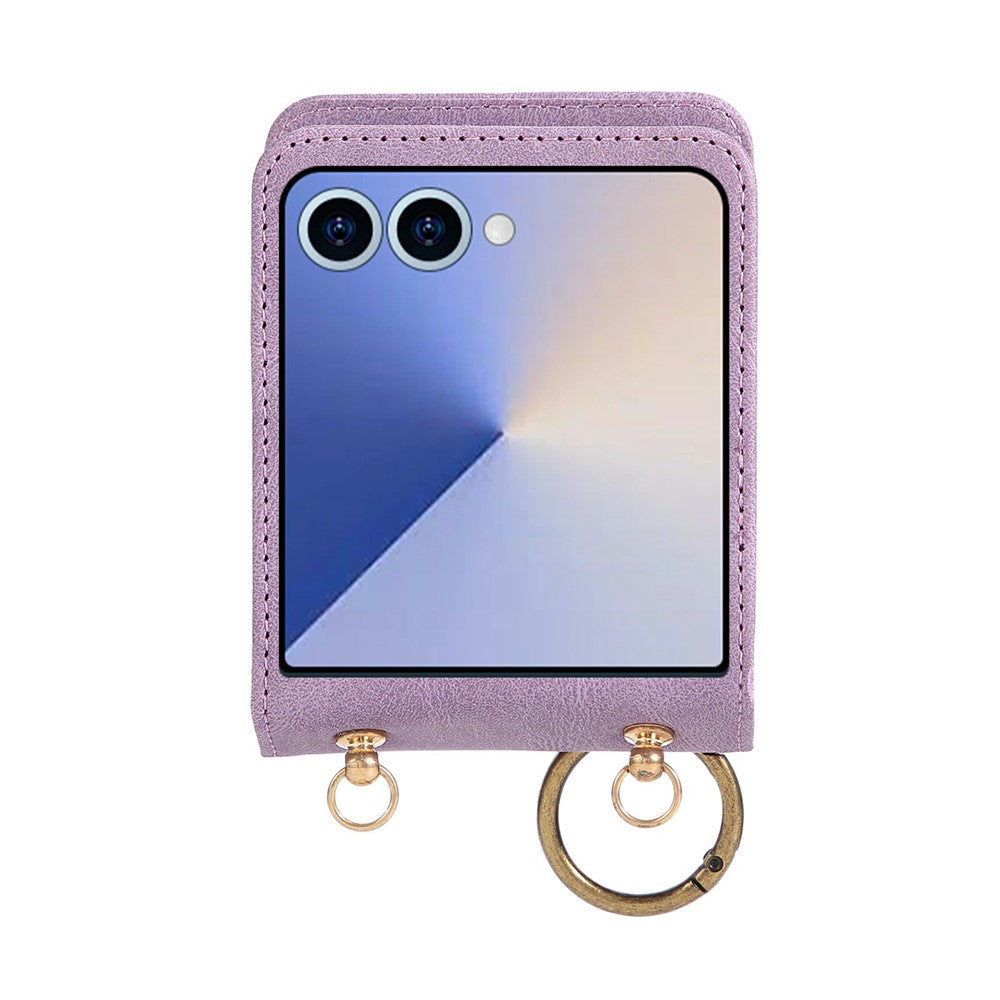 For Samsung Galaxy Z Flip8 Case Card Holder Ring Kickstand Leather + PC Phone Cover