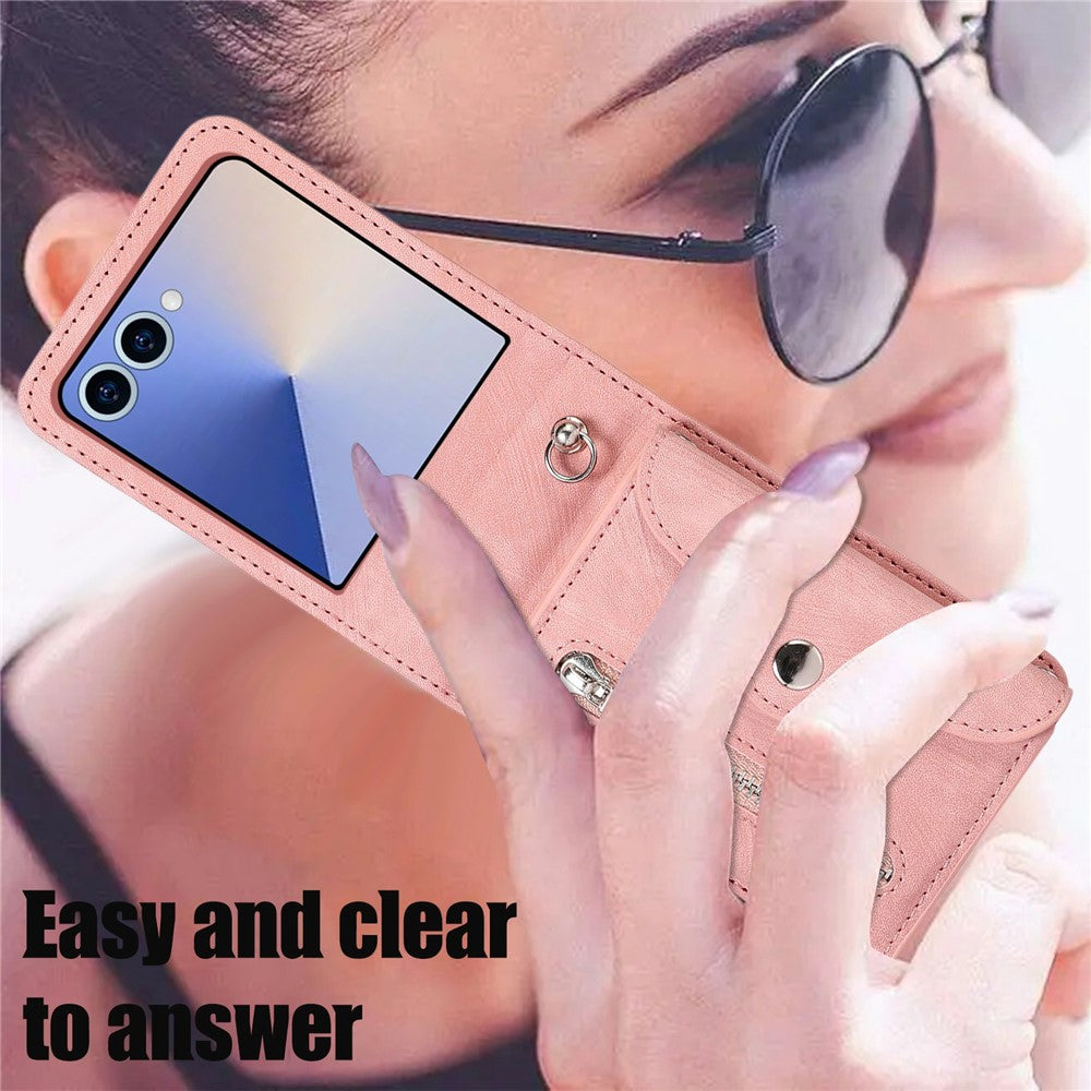 For Samsung Galaxy Z Flip8 Case RFID Blocking Card Holder Kickstand PU Leather + PC Phone Cover