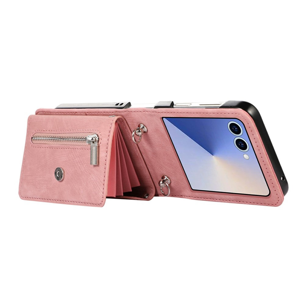 For Samsung Galaxy Z Flip8 Case RFID Blocking Card Holder Kickstand PU Leather + PC Phone Cover