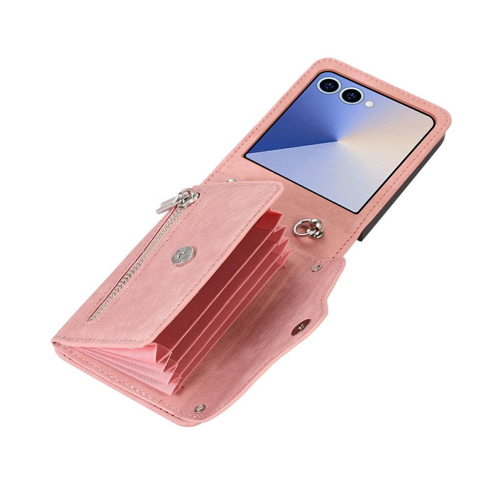 For Samsung Galaxy Z Flip8 Case RFID Blocking Card Holder Kickstand PU Leather + PC Phone Cover