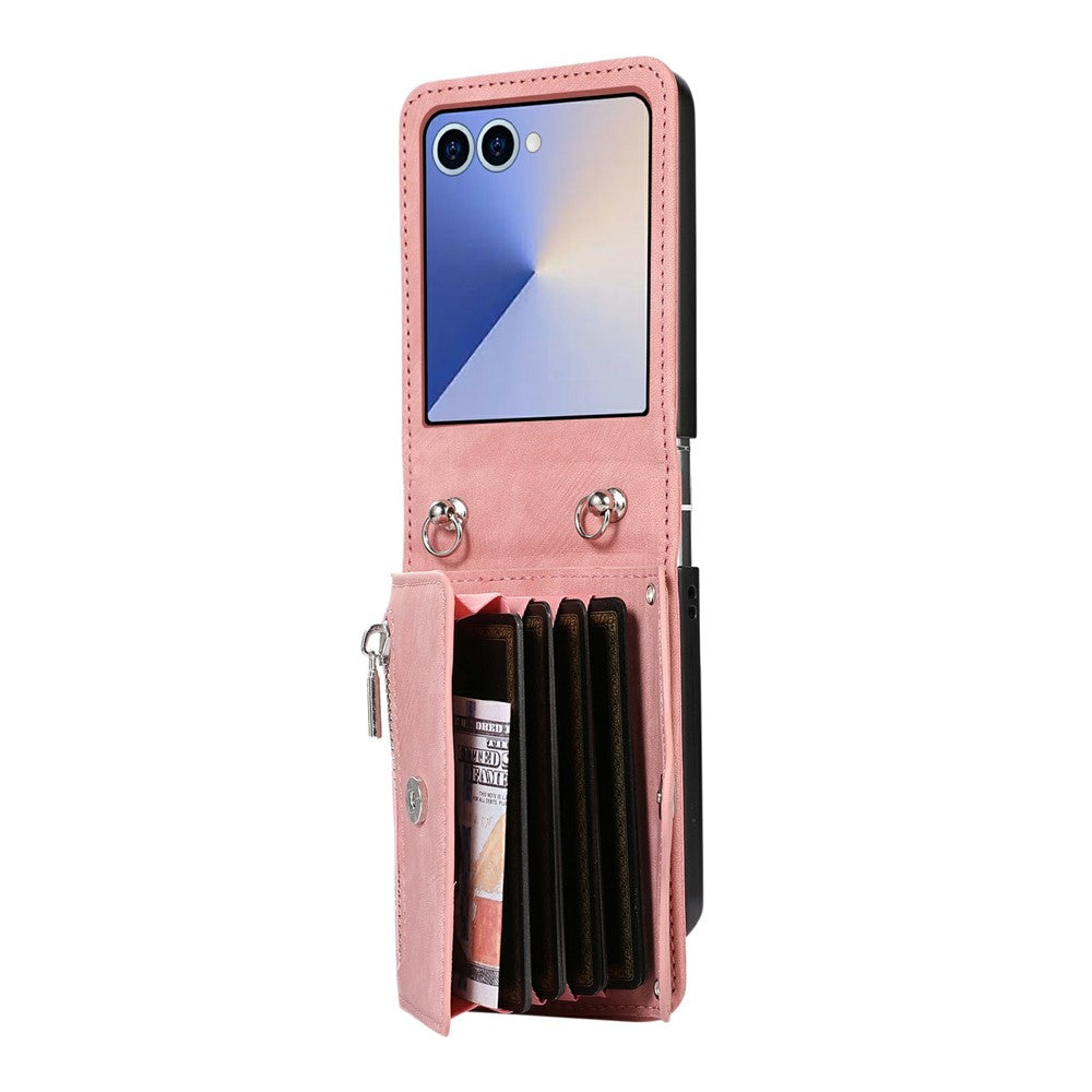 For Samsung Galaxy Z Flip8 Case RFID Blocking Card Holder Kickstand PU Leather + PC Phone Cover