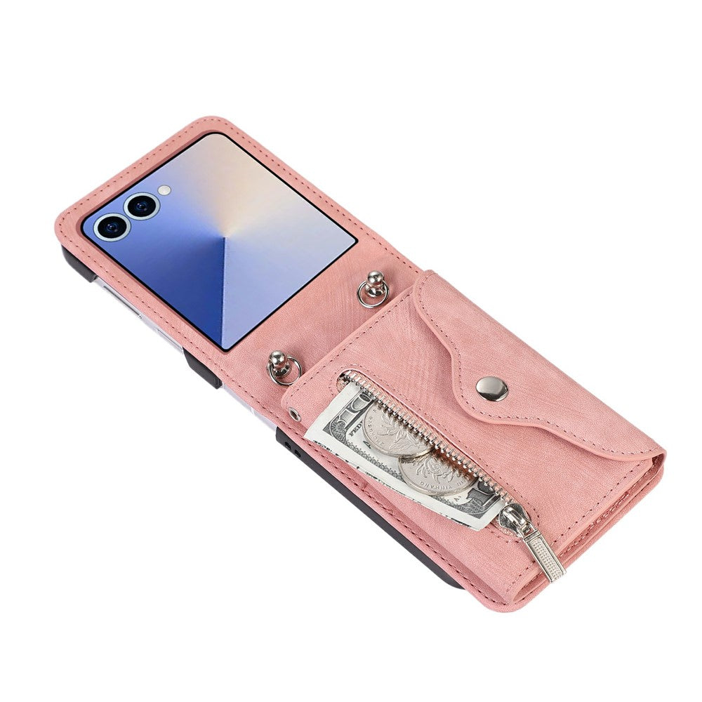 For Samsung Galaxy Z Flip8 Case RFID Blocking Card Holder Kickstand PU Leather + PC Phone Cover