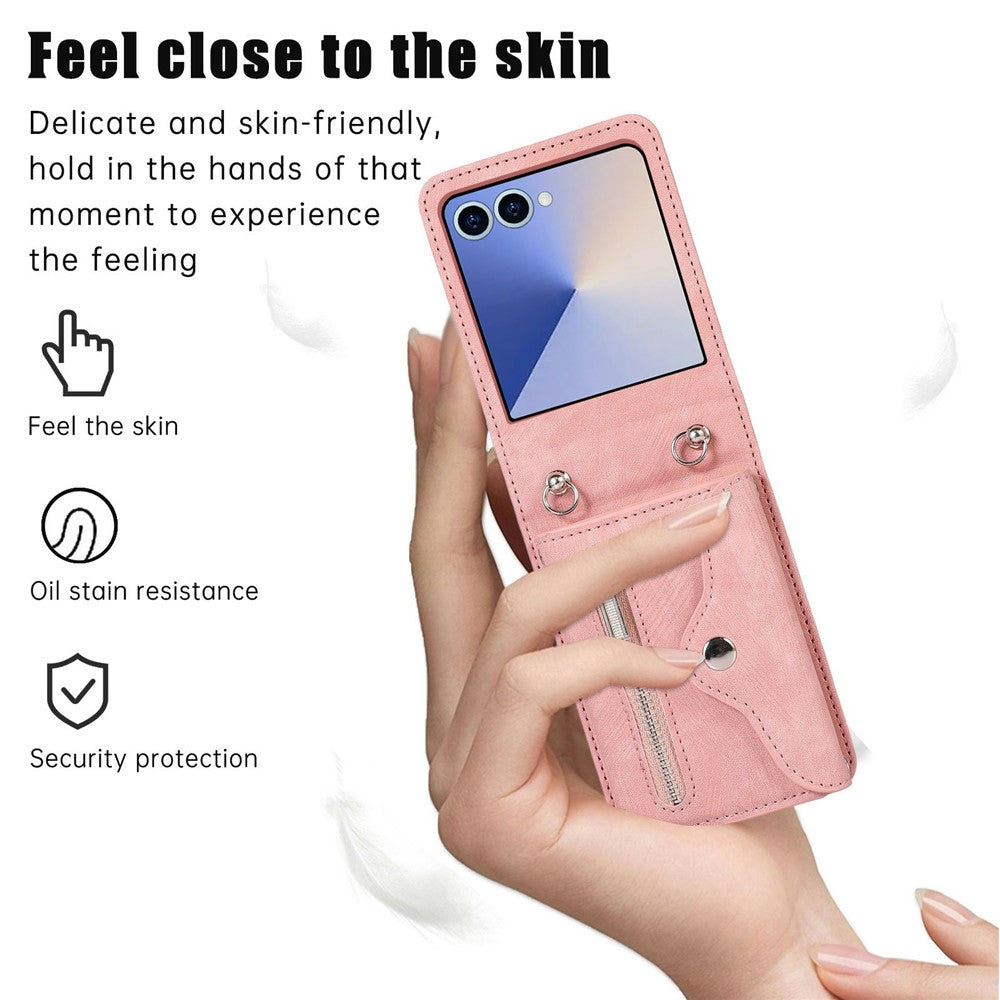For Samsung Galaxy Z Flip8 Case RFID Blocking Card Holder Kickstand PU Leather + PC Phone Cover