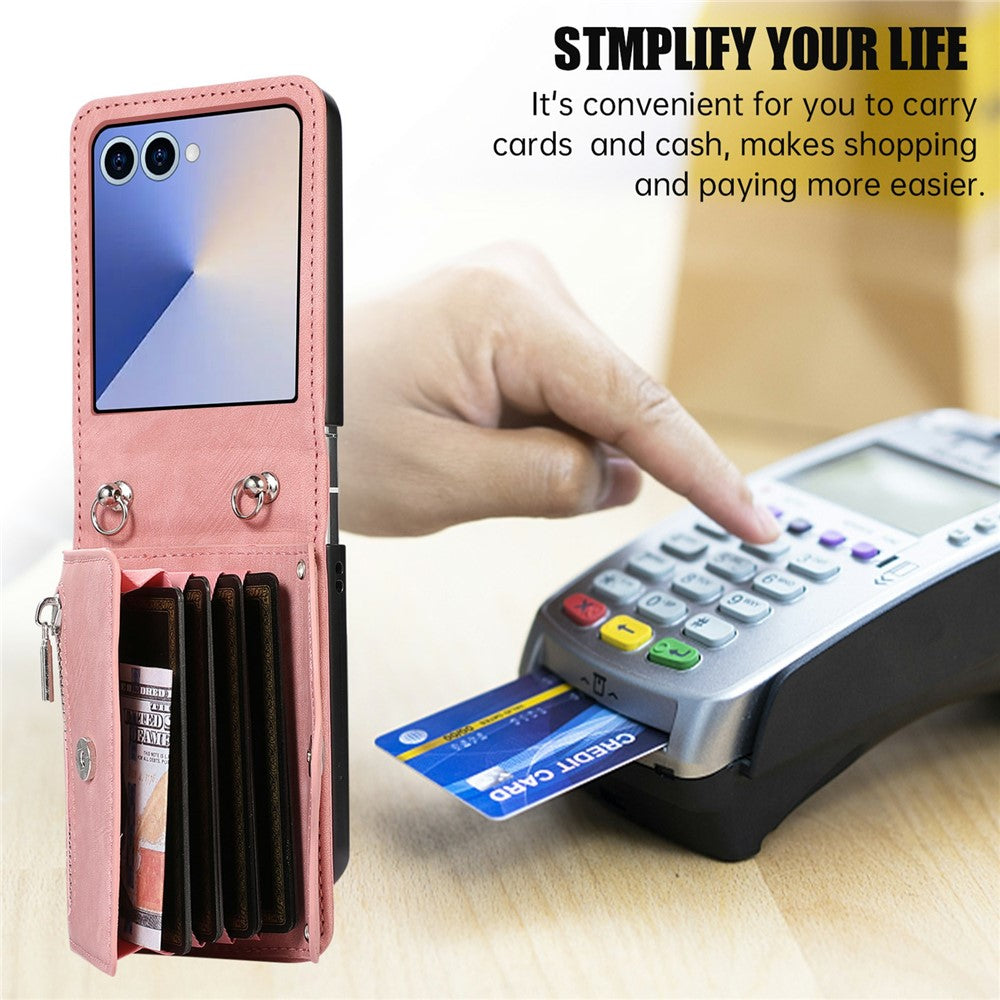 For Samsung Galaxy Z Flip8 Case RFID Blocking Card Holder Kickstand PU Leather + PC Phone Cover
