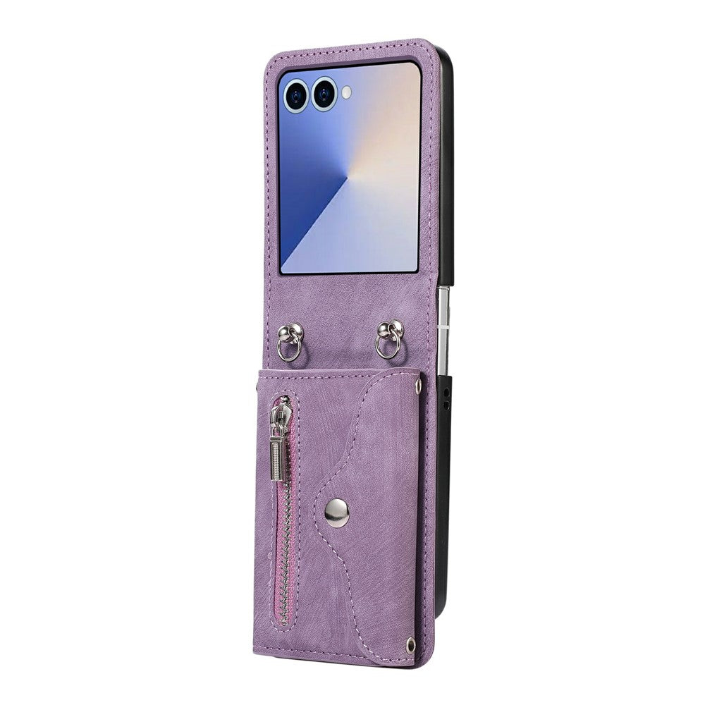 For Samsung Galaxy Z Flip8 Case RFID Blocking Card Holder Kickstand PU Leather + PC Phone Cover