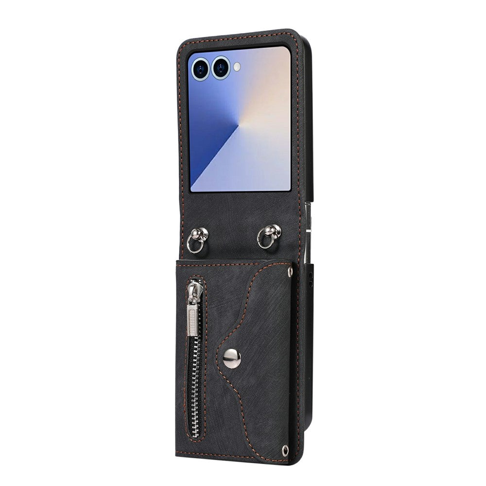 For Samsung Galaxy Z Flip8 Case RFID Blocking Card Holder Kickstand PU Leather + PC Phone Cover