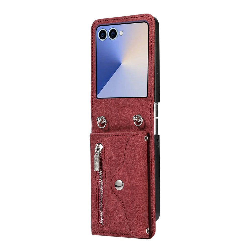 For Samsung Galaxy Z Flip8 Case RFID Blocking Card Holder Kickstand PU Leather + PC Phone Cover