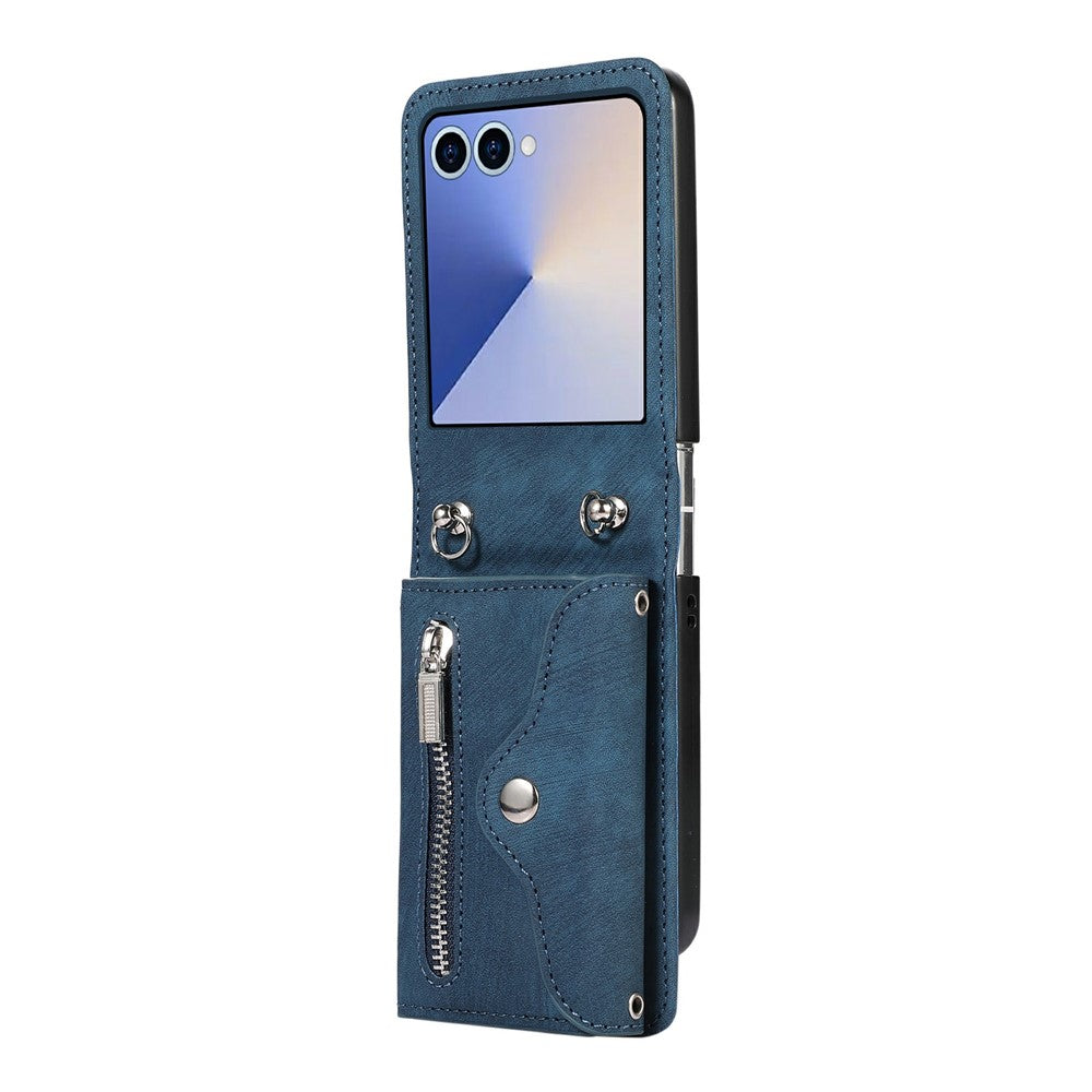 For Samsung Galaxy Z Flip8 Case RFID Blocking Card Holder Kickstand PU Leather + PC Phone Cover