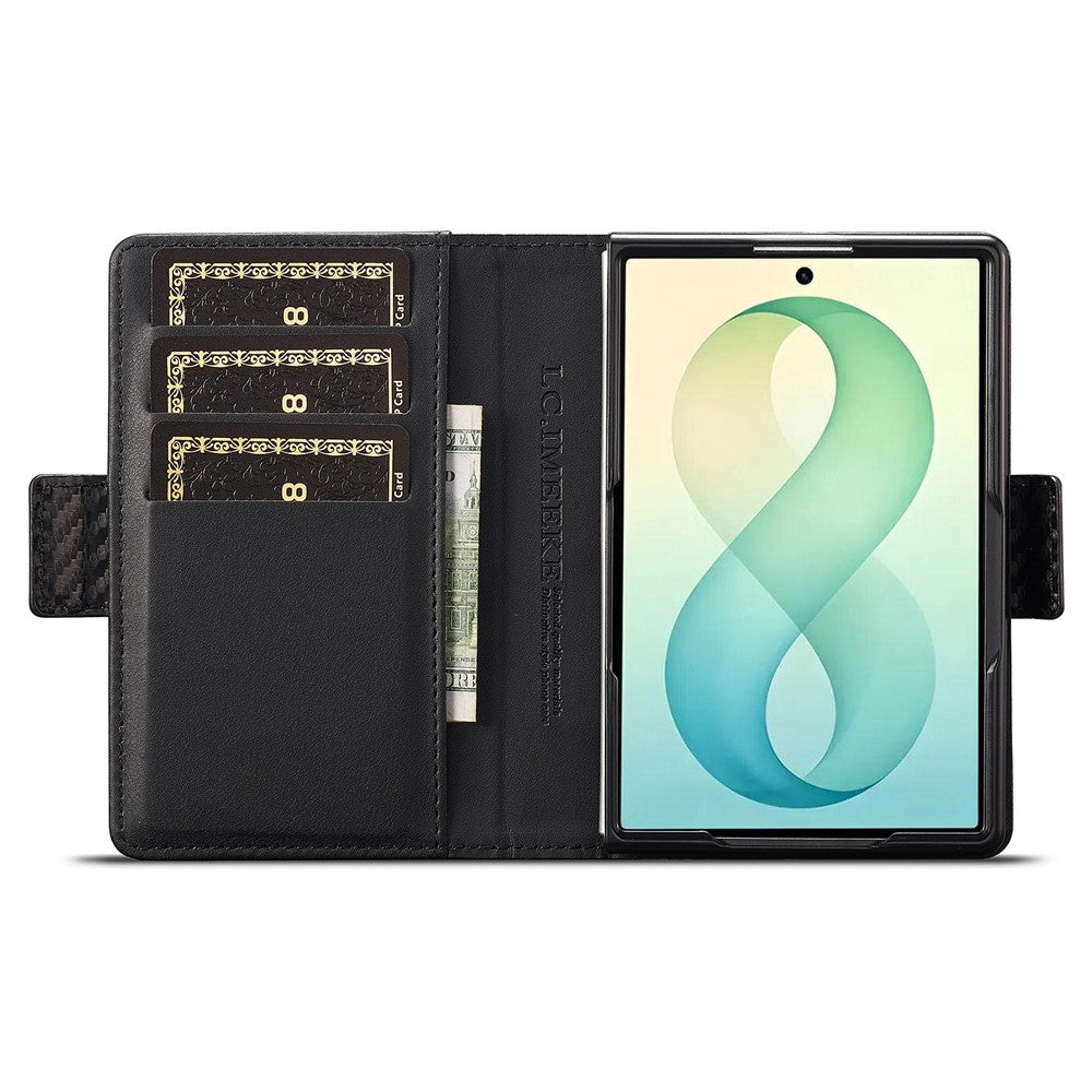 LC.IMEEKE Wallet Case for Samsung Galaxy Z Fold8 Carbon Fiber Texture Leather Phone Cover