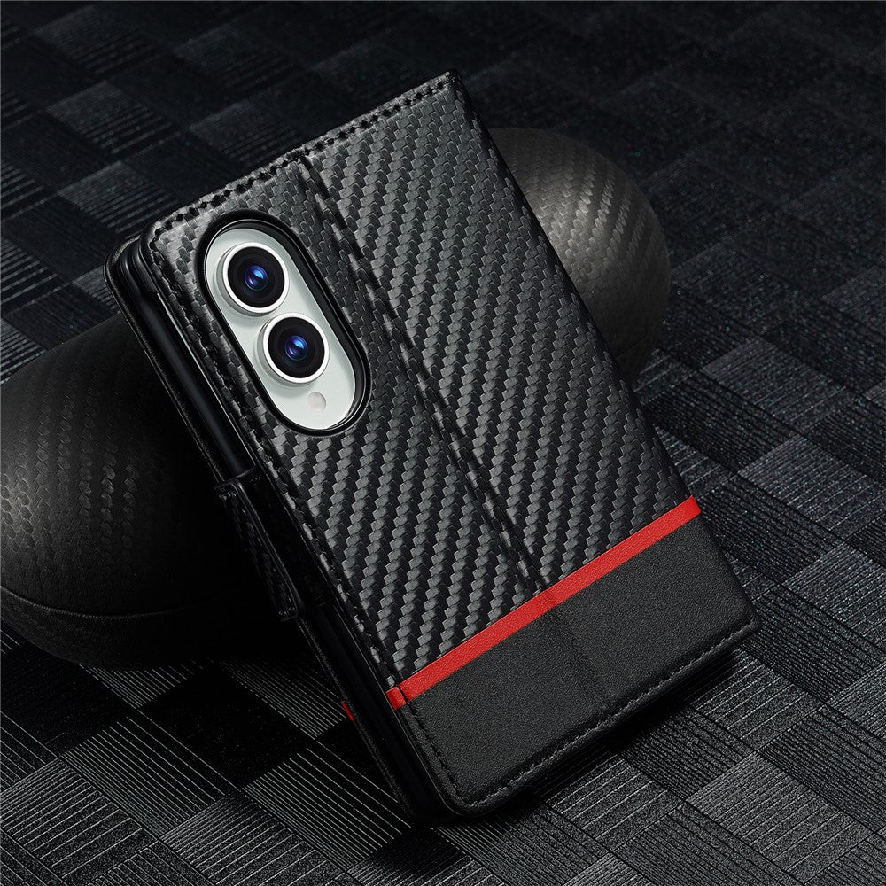 LC.IMEEKE Wallet Case for Samsung Galaxy Z Fold8 Carbon Fiber Texture Leather Phone Cover