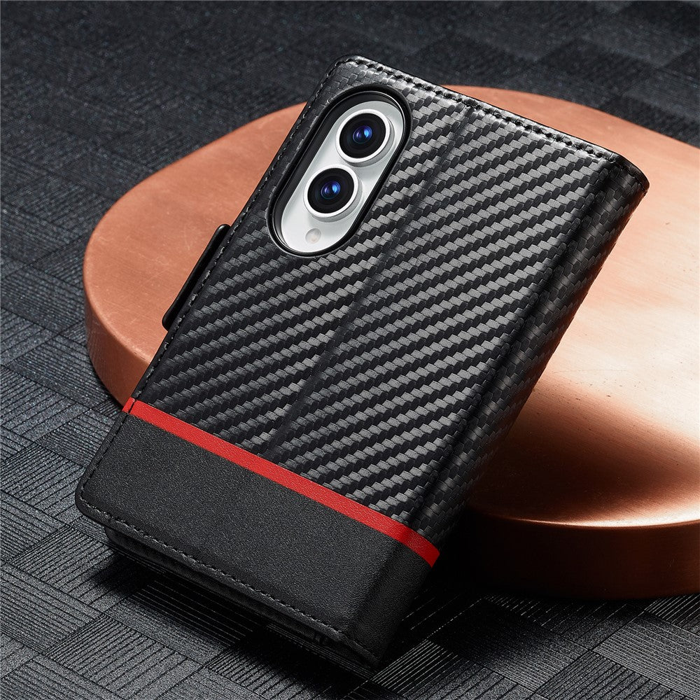LC.IMEEKE Wallet Case for Samsung Galaxy Z Fold8 Carbon Fiber Texture Leather Phone Cover