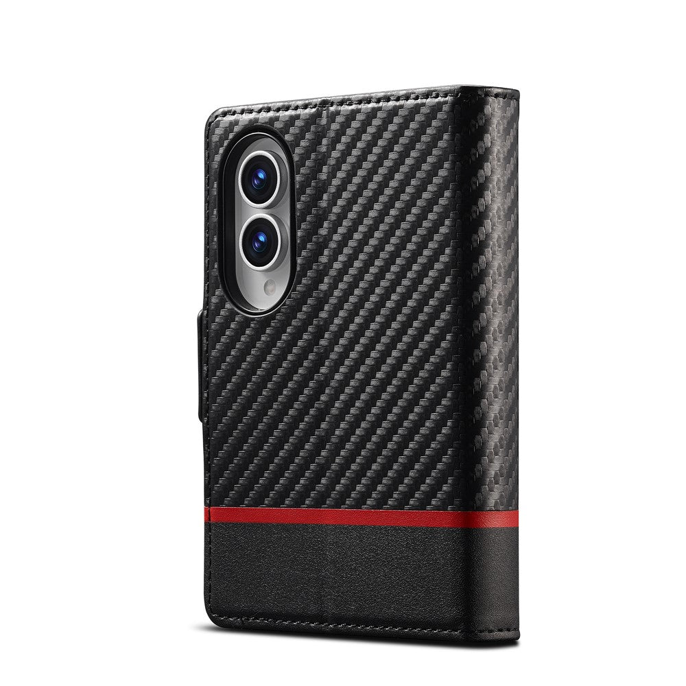 LC.IMEEKE Wallet Case for Samsung Galaxy Z Fold8 Carbon Fiber Texture Leather Phone Cover