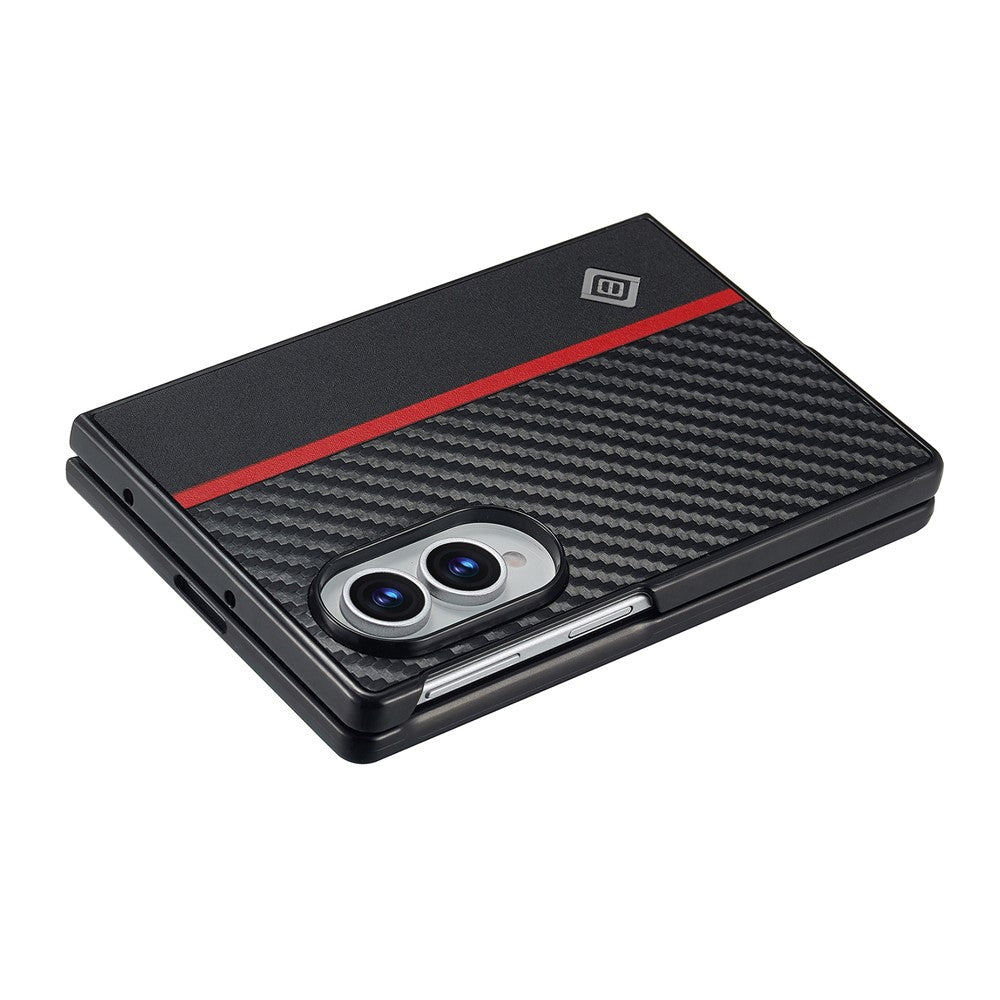 LC.IMEEKE For Samsung Galaxy Z Fold8 Case Carbon Fiber Texture Leather + TPU + EVA Phone Cover